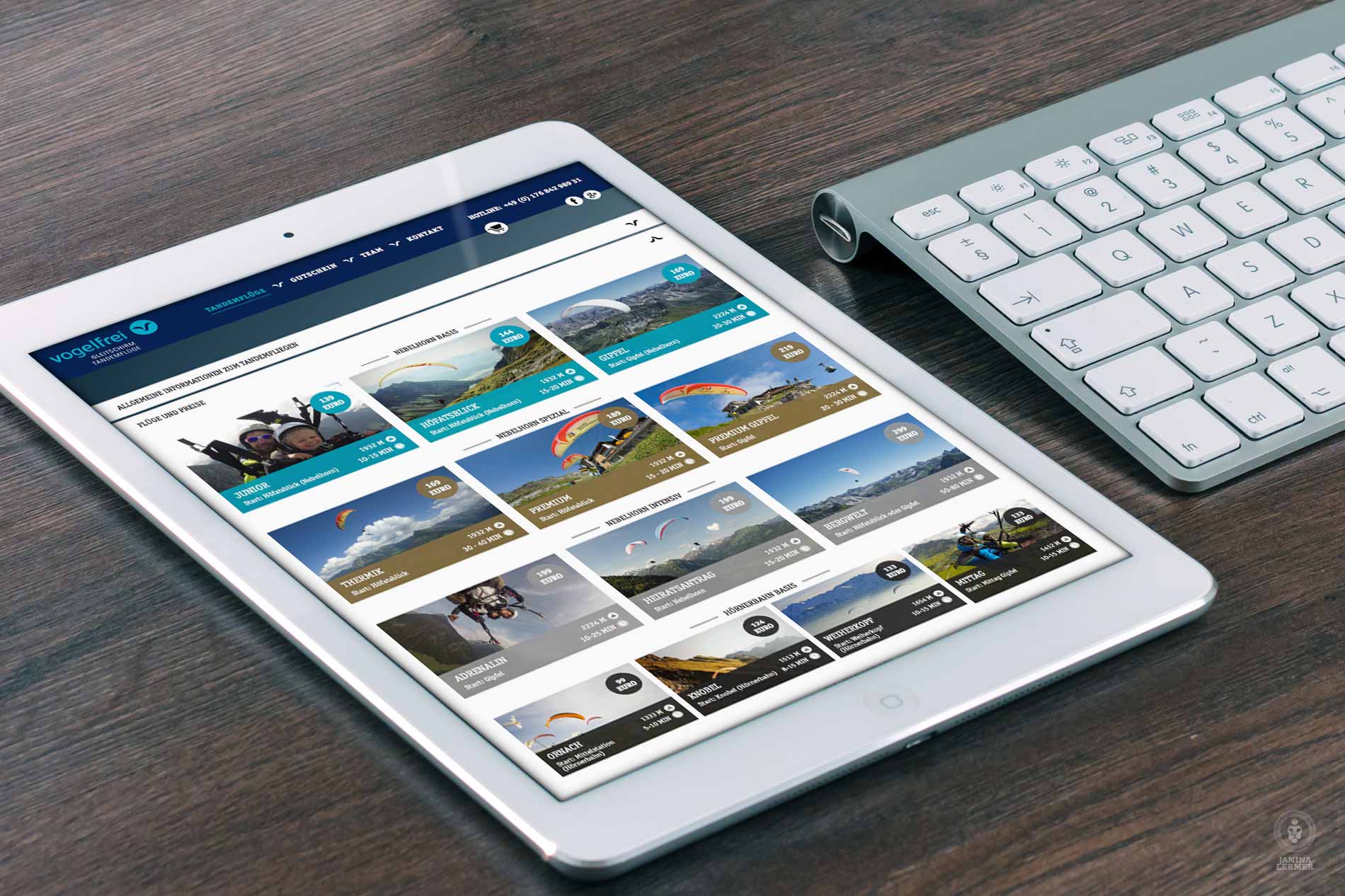Janina-Lermer-Webseitenkonzept-Webseitengestaltung-Webdesign-Vogelfrei-Tablet-Fluege-Flights